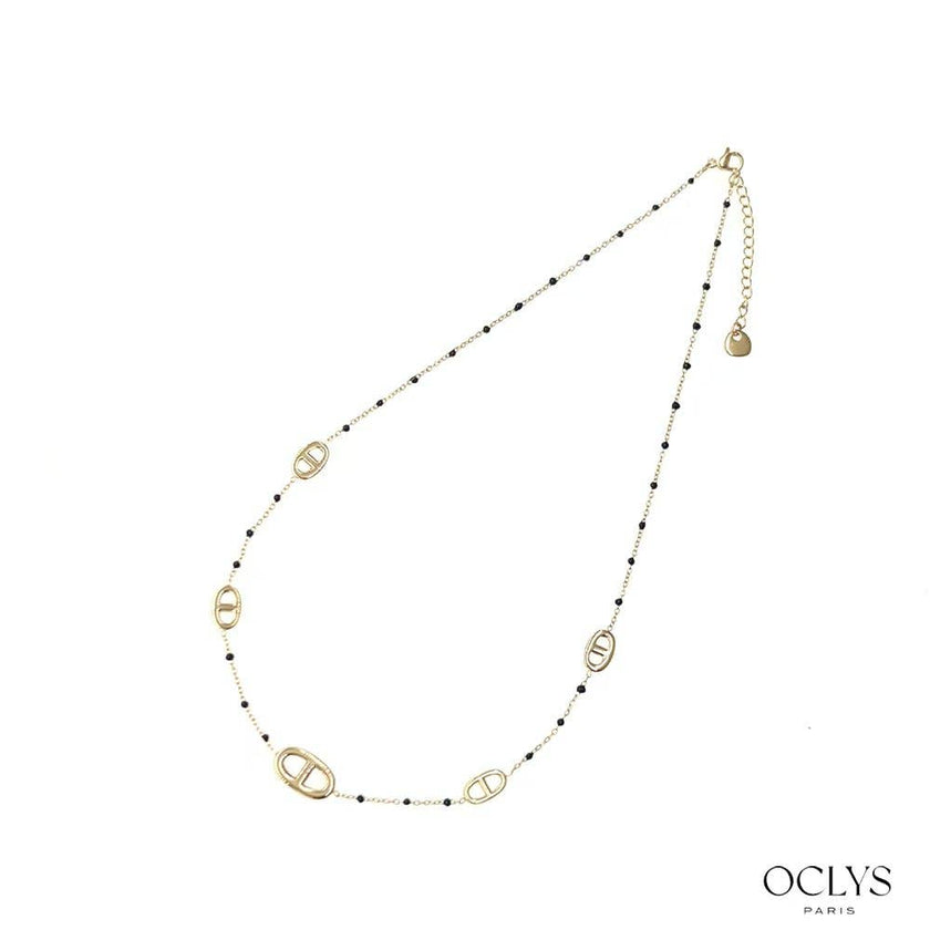 Collier maille marine acier inoxydable doré émaillé Xana