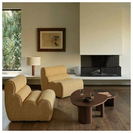 Fauteuil compacto chenille moutarde