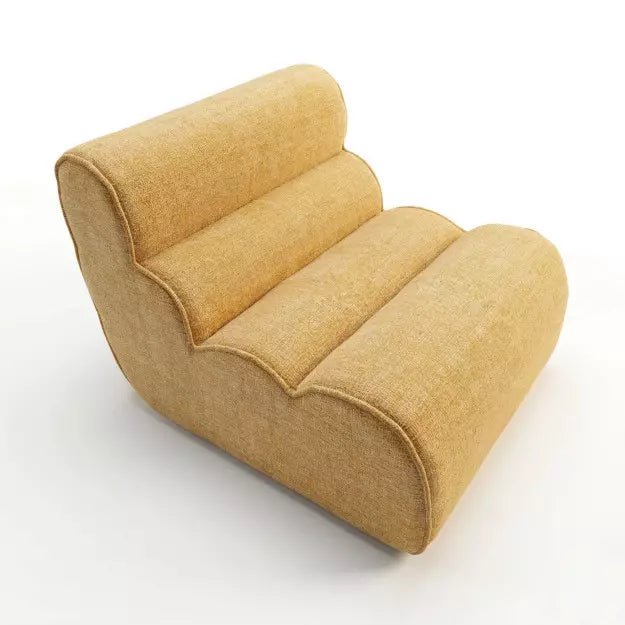 Fauteuil compacto chenille moutarde