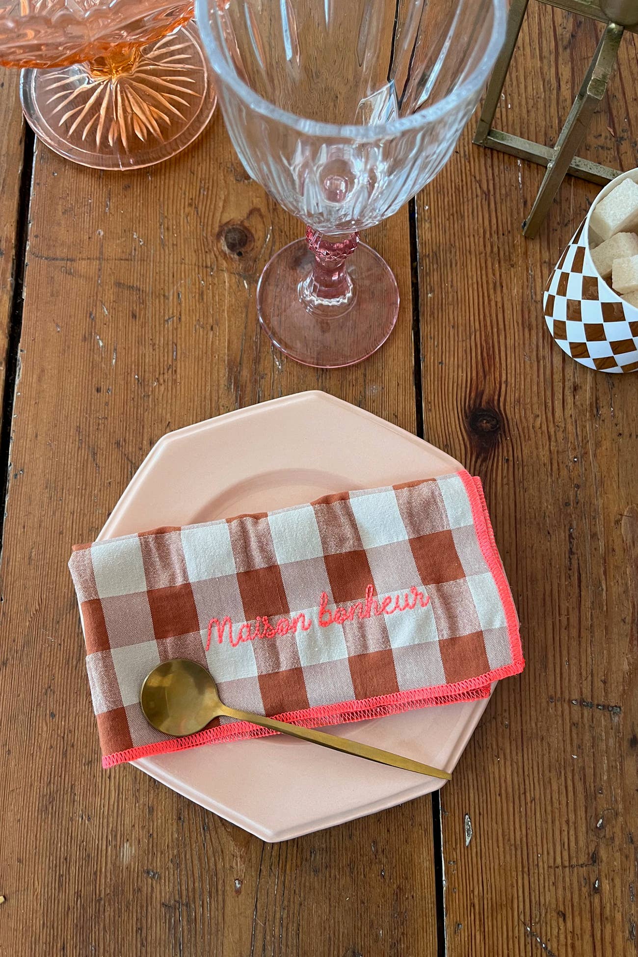 Lot de 6 serviettes de table | Broderie MAISON BONHEUR