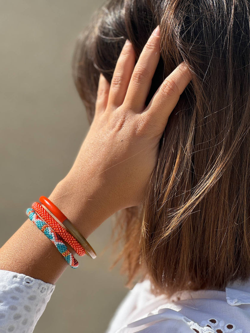 Bracelet népalais B113 Orange Corail