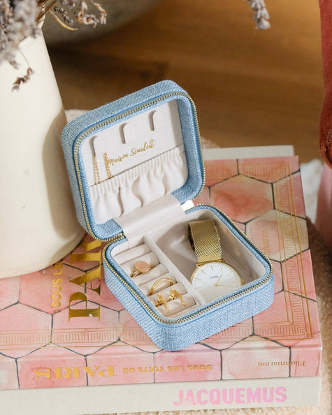 Boîte à bijoux de voyage Corinne effet lin