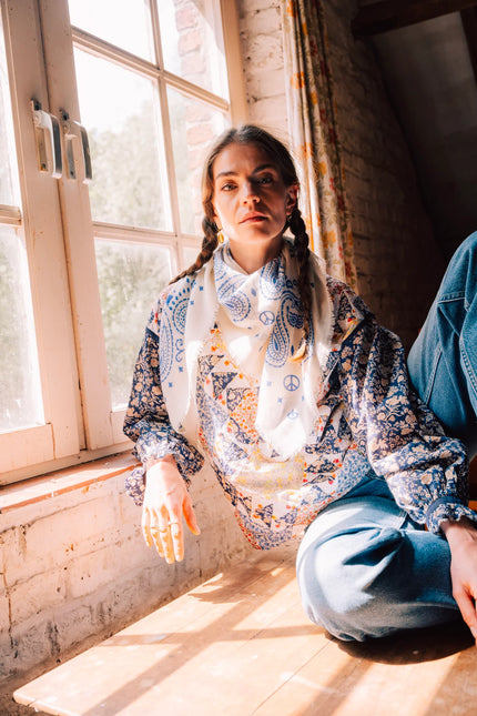 Foulard bandana Antique White Blue ANTAN