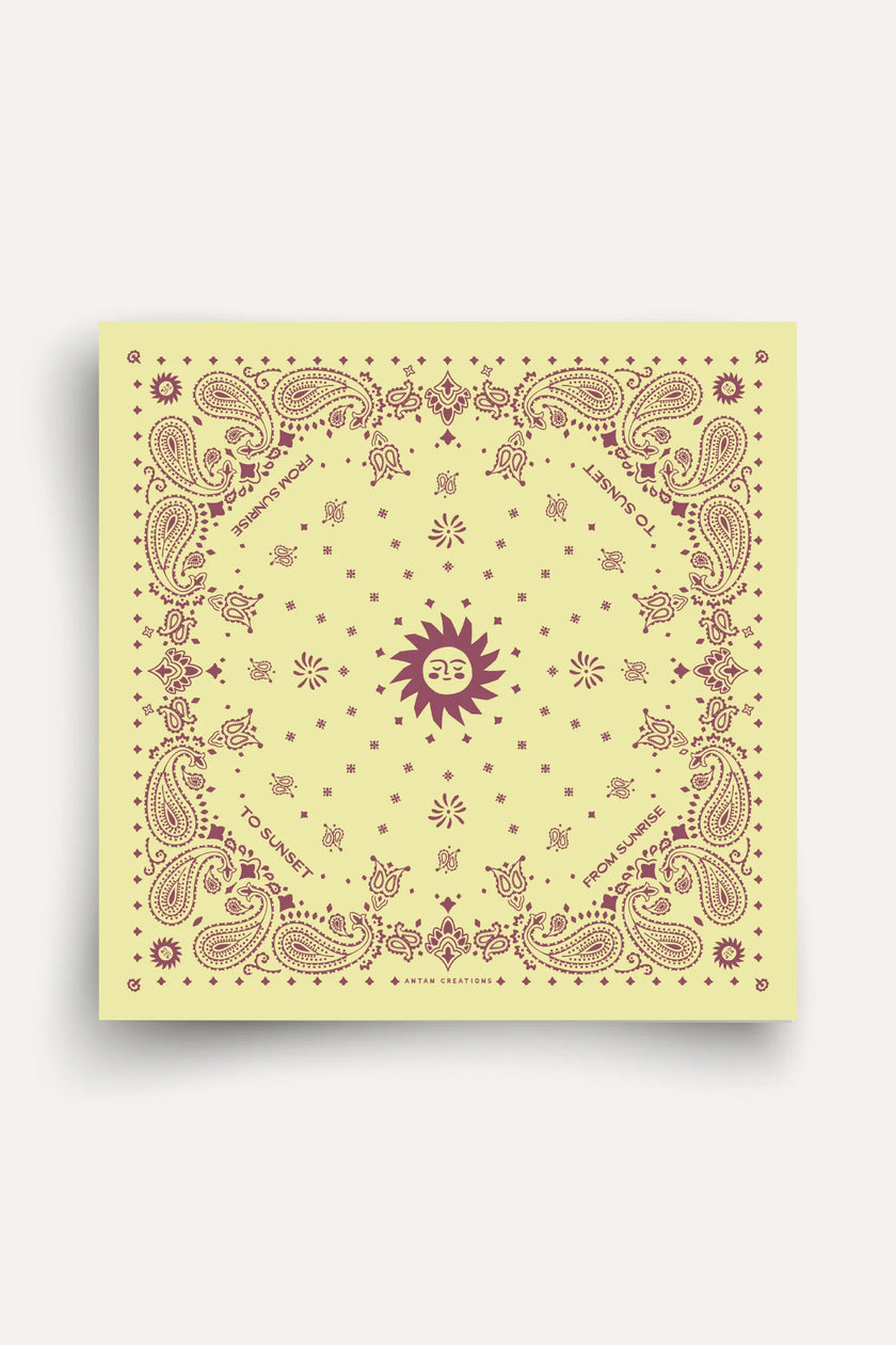 Foulard coton jaune et marron bandana ANTAN