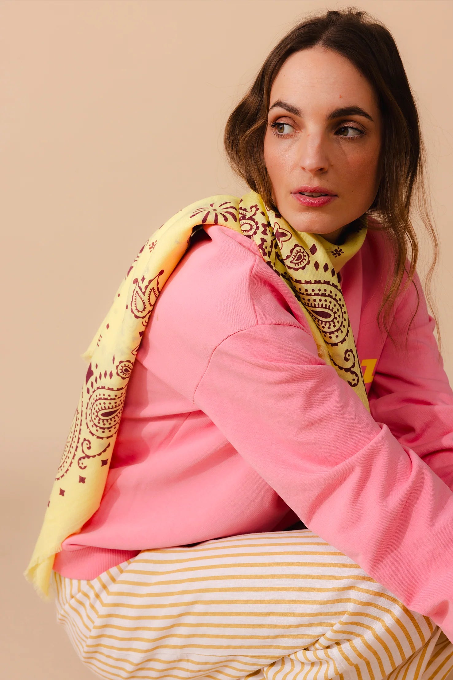 Foulard coton jaune et marron bandana ANTAN