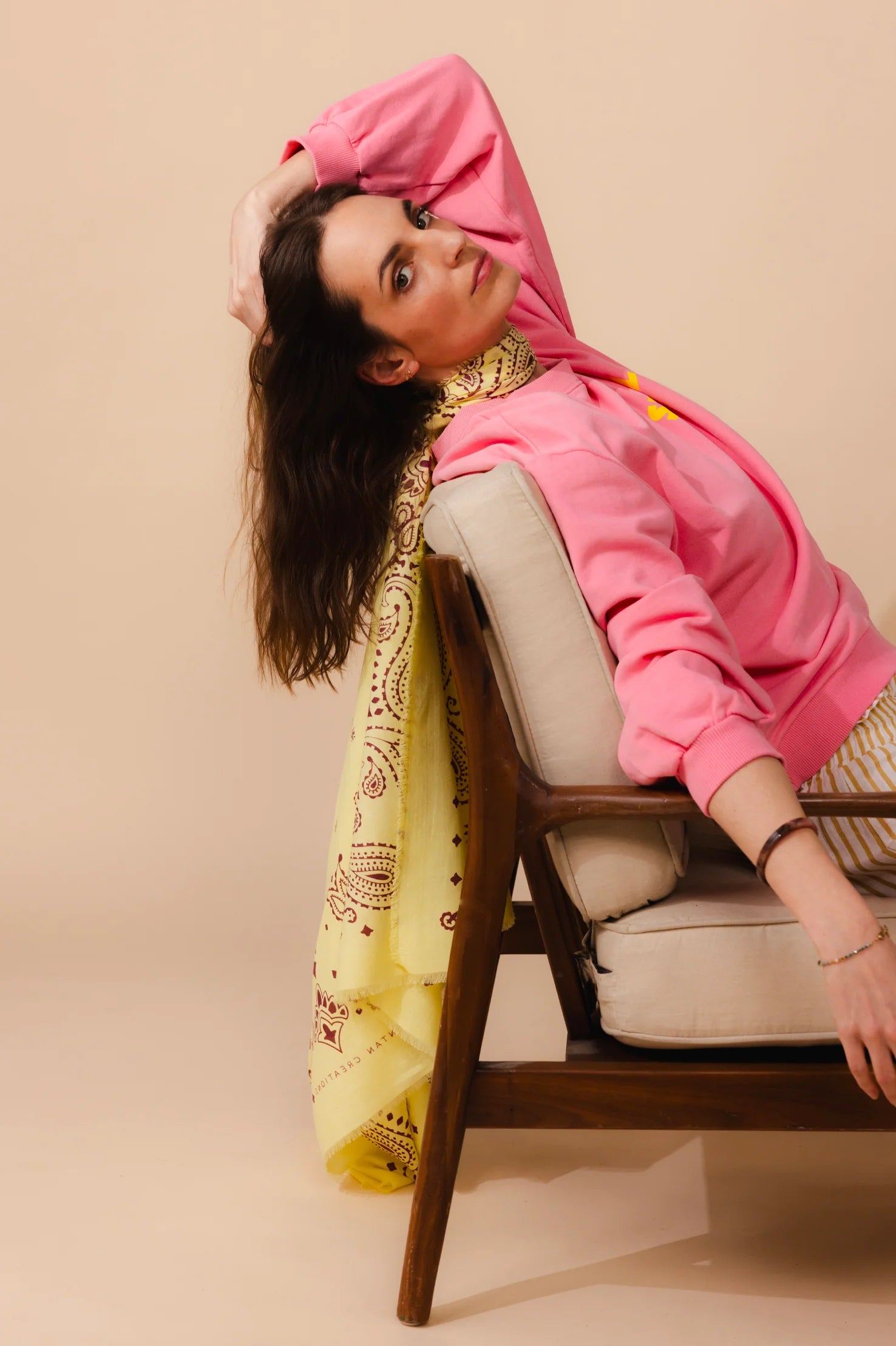 Foulard coton jaune et marron bandana ANTAN