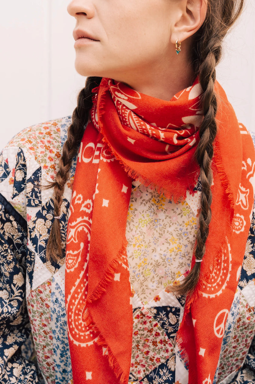 Foulard en laine flame antique white ANTAN