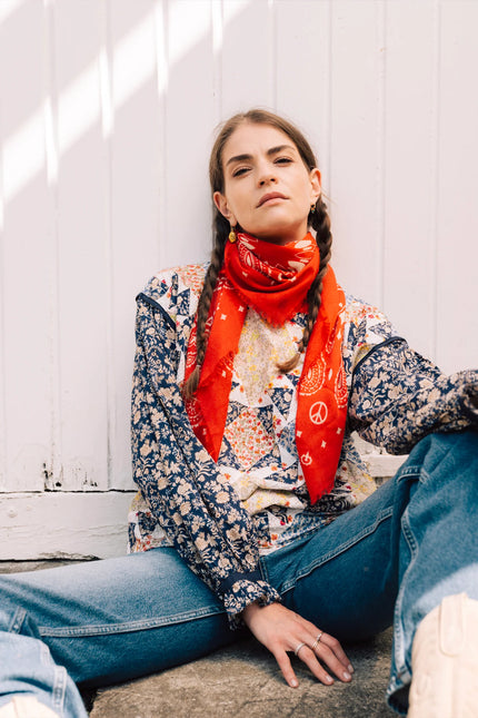 Foulard en laine flame antique white ANTAN