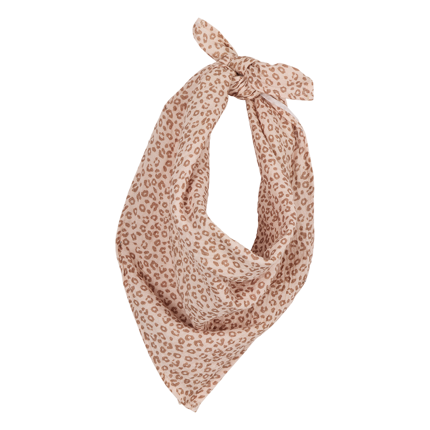 foulard gaze de coton leopard beige
