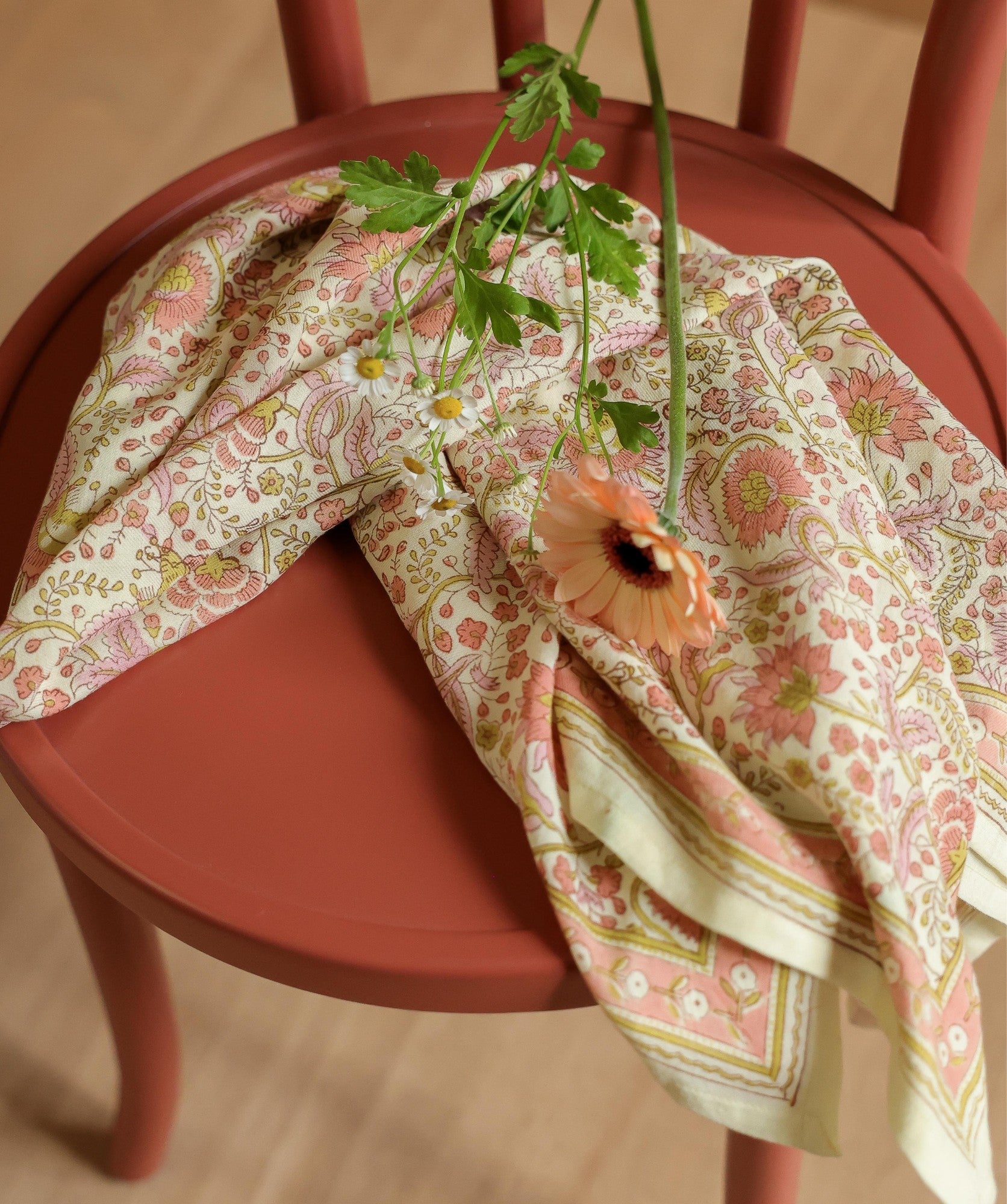 Grand foulard haydee sobet rose pistache Bellemme