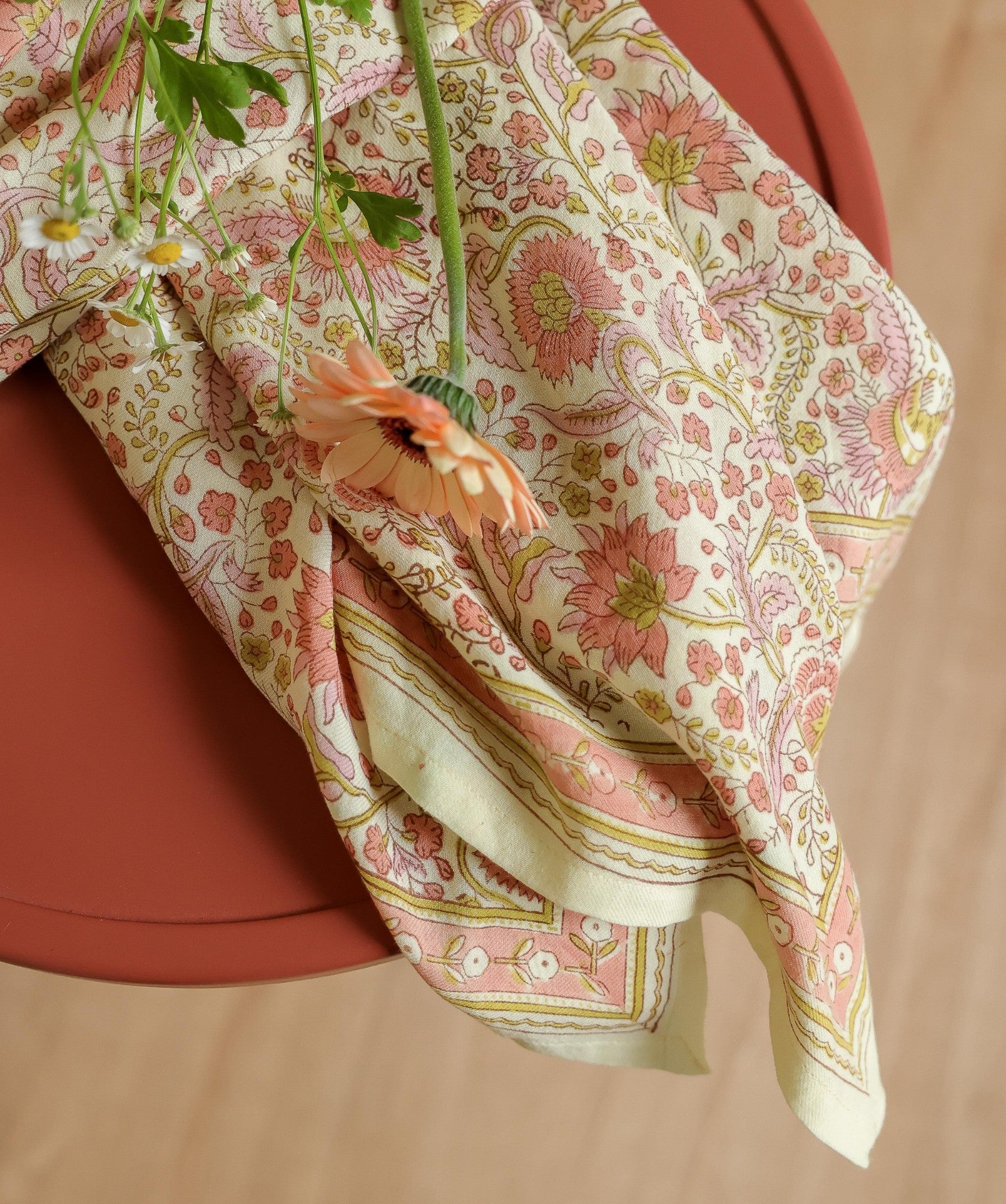 Grand foulard haydee sobet rose pistache Bellemme