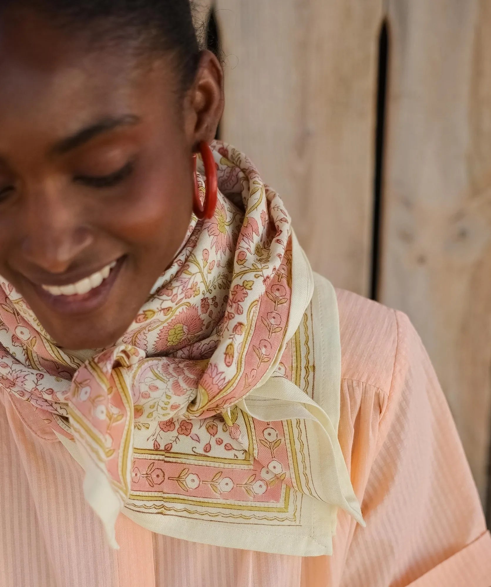 Grand foulard haydee sobet rose pistache Bellemme