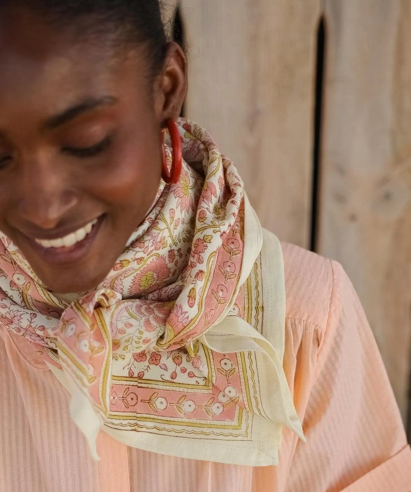Grand foulard haydee sobet rose pistache Bellemme