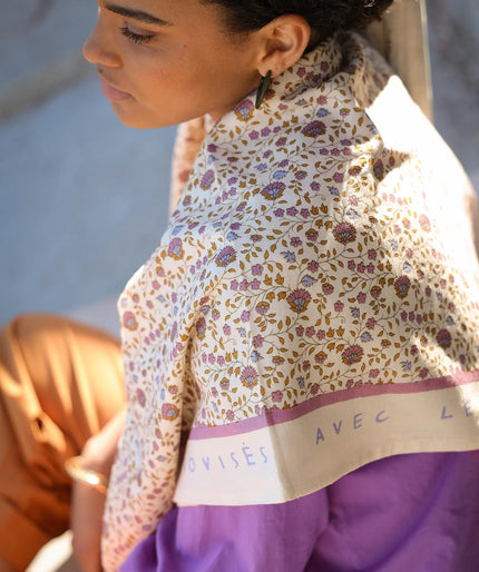 Grand foulard rosa violette Bellemme