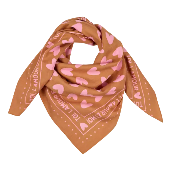 Foulard marron et rose grand format atelier wagram