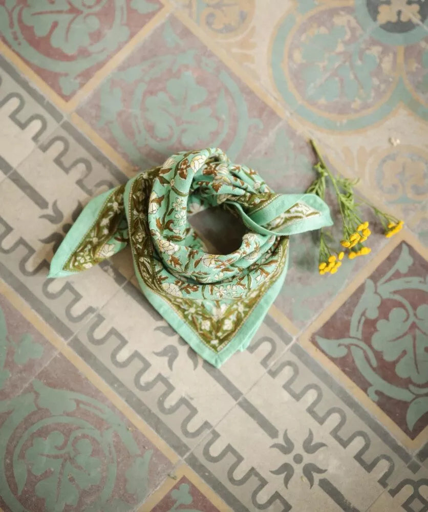Petit foulard Bellemme Albertine vert aqua
