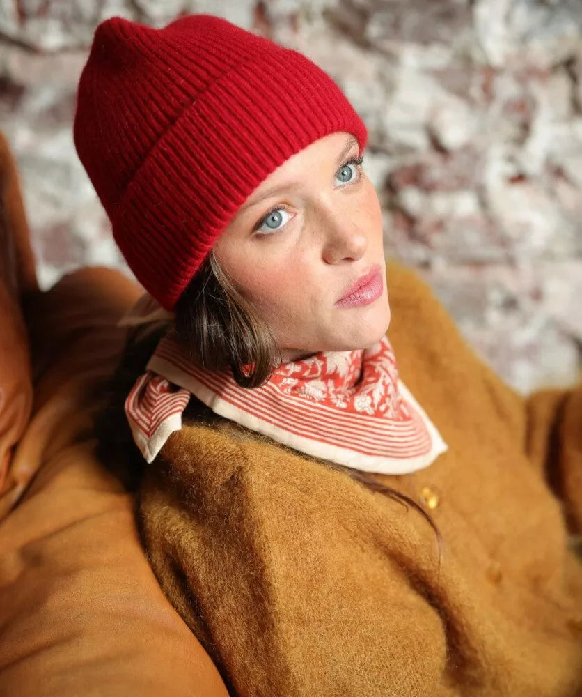 Foulard petit format bellemme rouge brique