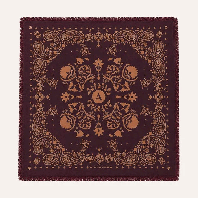 Grand foulard en laine Fudge – Bordeaux & vieux rose