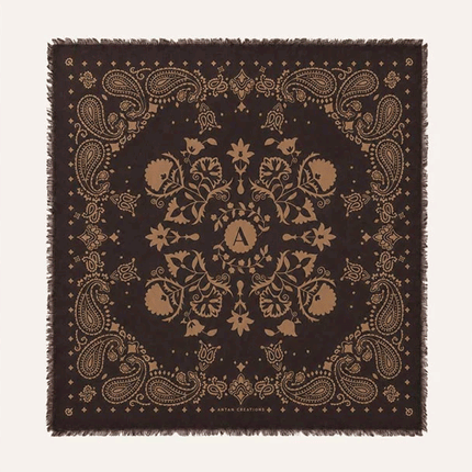 Grand foulard en laine Ganache – Chocolat & beige