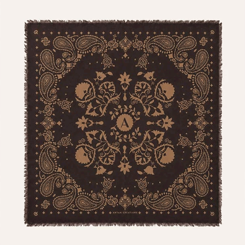Grand foulard en laine Ganache – Chocolat & beige