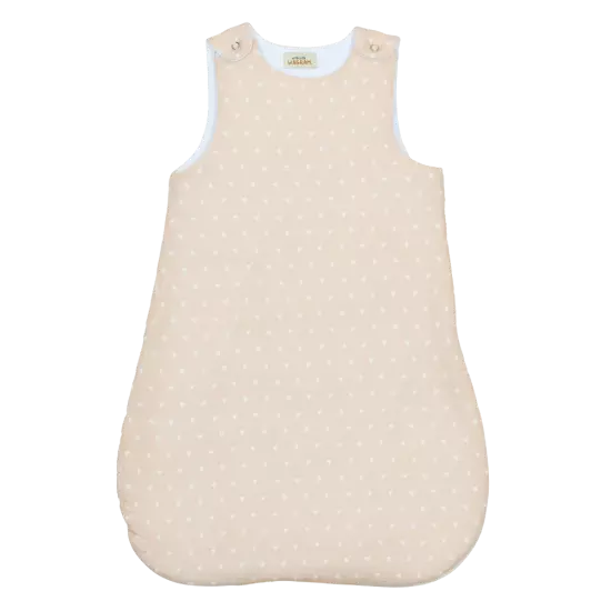 Gigoteuse en gaze de coton petits cœurs blancs fond rosé