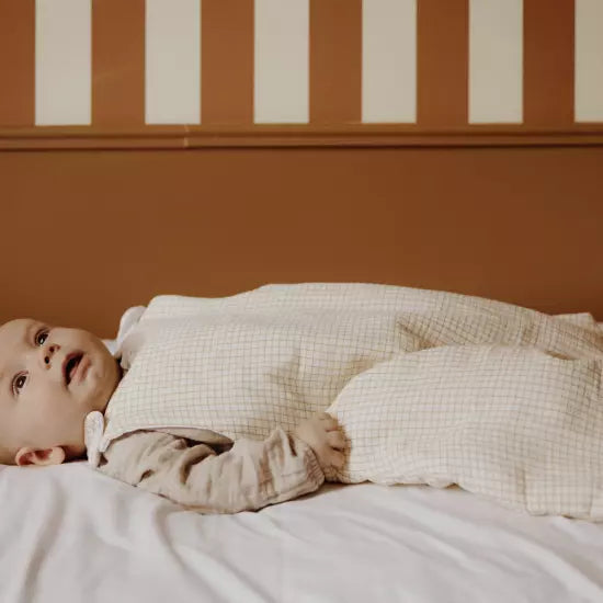 Gigoteuse en gaze de coton petits carreaux ocre