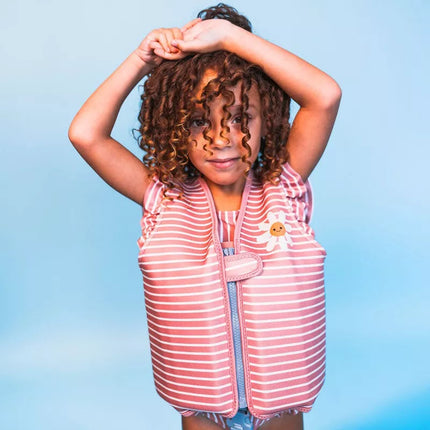 Gilet de natation marguerite rayé rose swim essentials