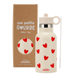 Gourde acier inoxydable creme coeurs rouge
