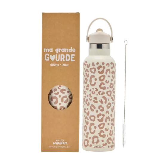 Gourde acier inoxydable leopard beige 600ml atelier wagram