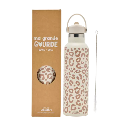 Gourde acier inoxydable leopard beige 600ml atelier wagram