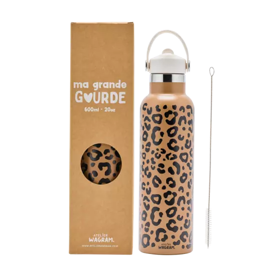 Gourde acier inoxydable leopard marron 600ml atelier wagram
