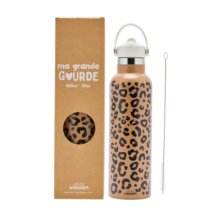 Gourde acier inoxydable leopard marron 600ml atelier wagram
