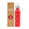 Gourde acier inoxydable rouge coeur rose 600ml atelier wagram
