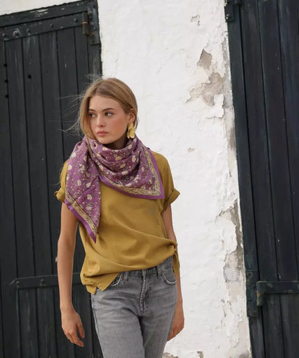 Grand foulard albertine purple Bellemme