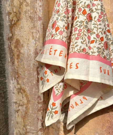 Grand foulard rosa sorbet d'été bellemme