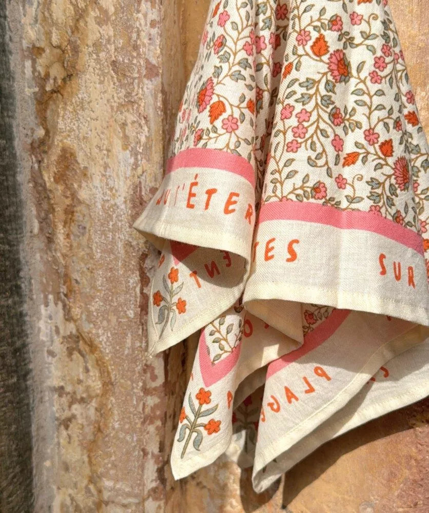 Grand foulard rosa sorbet d'été bellemme
