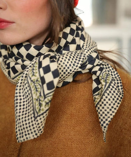 Grand foulard damier encre