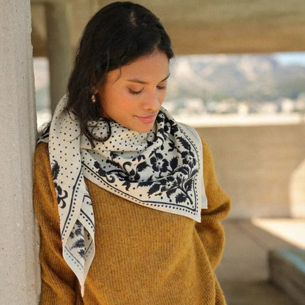 grand foulard hindi bandana ecru