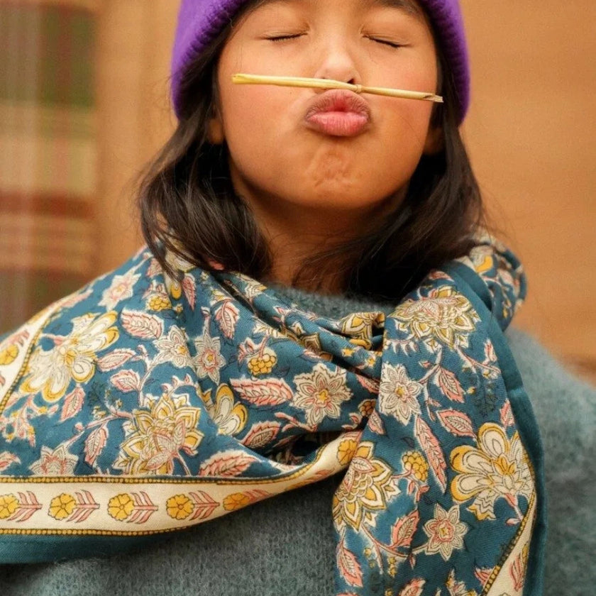 grand foulard manon bleu azur