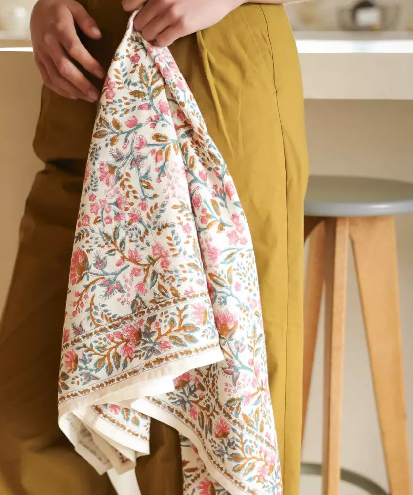 Grand foulard kaki beige rose