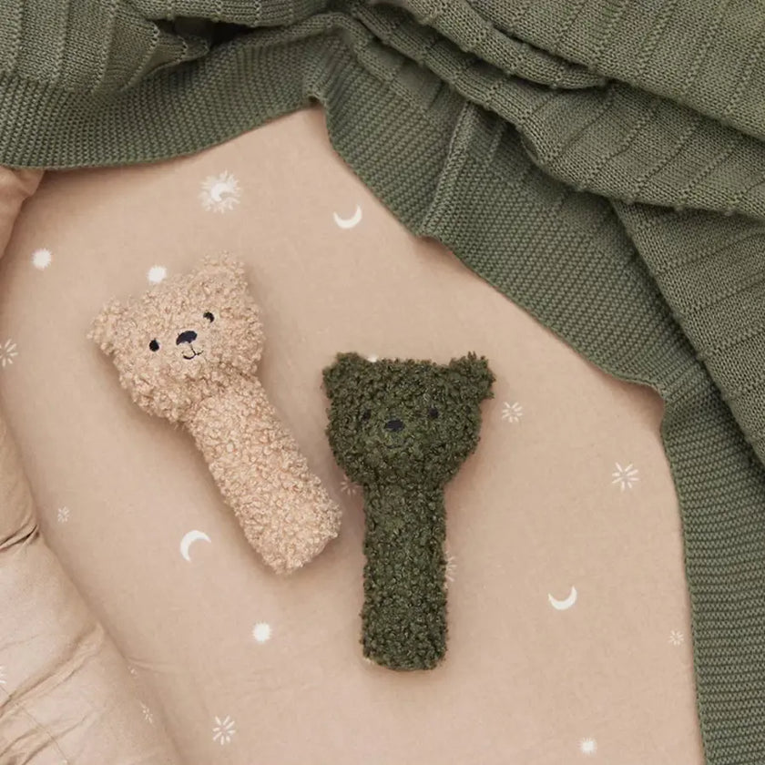 hochet teddy bear leaf green