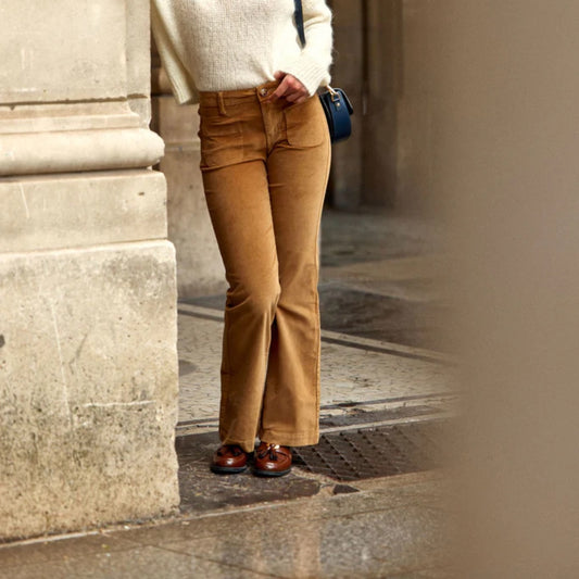 pantalon camel en velour cotelé 