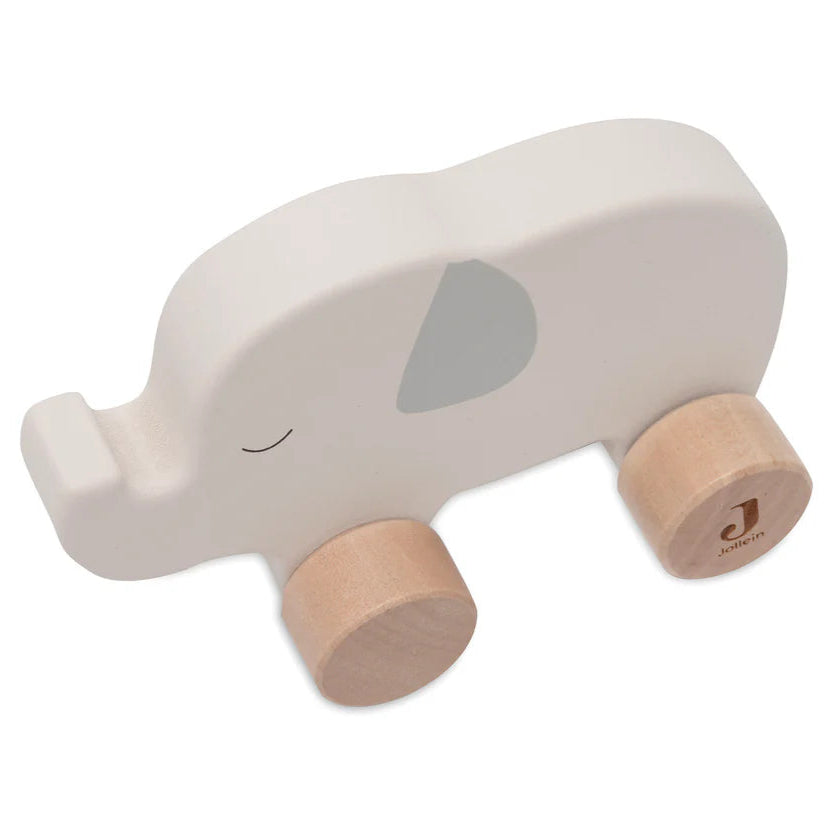 jouet elephant en bois a roulette