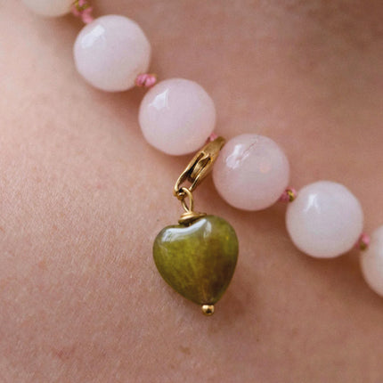 Charm Palas | Coeur Agat kaki green