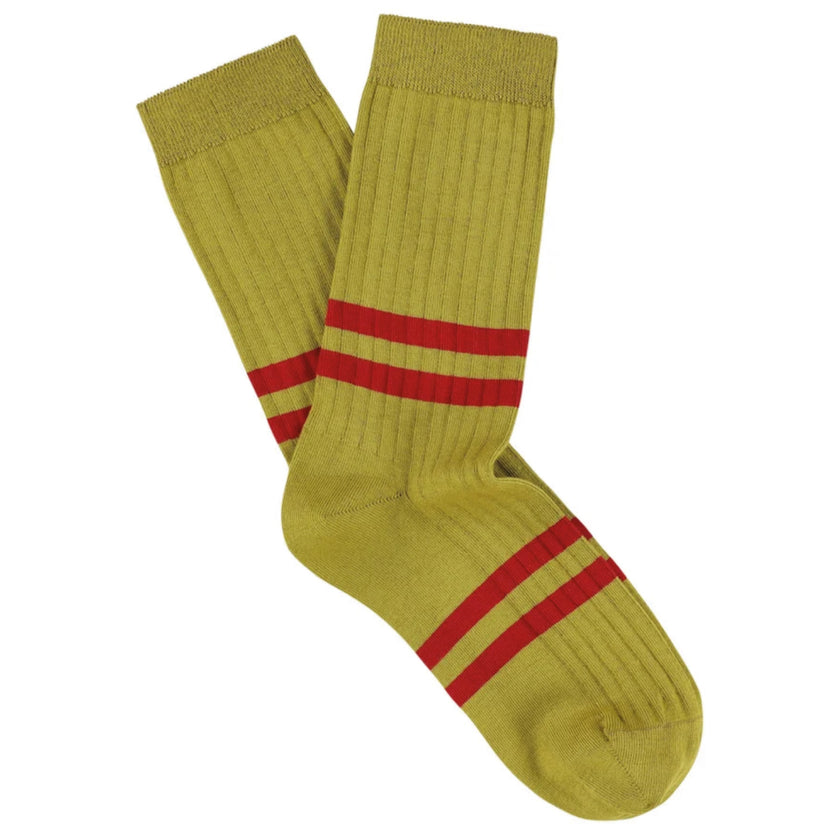 Chaussettes ESCUYER - stripes - SAND / RED