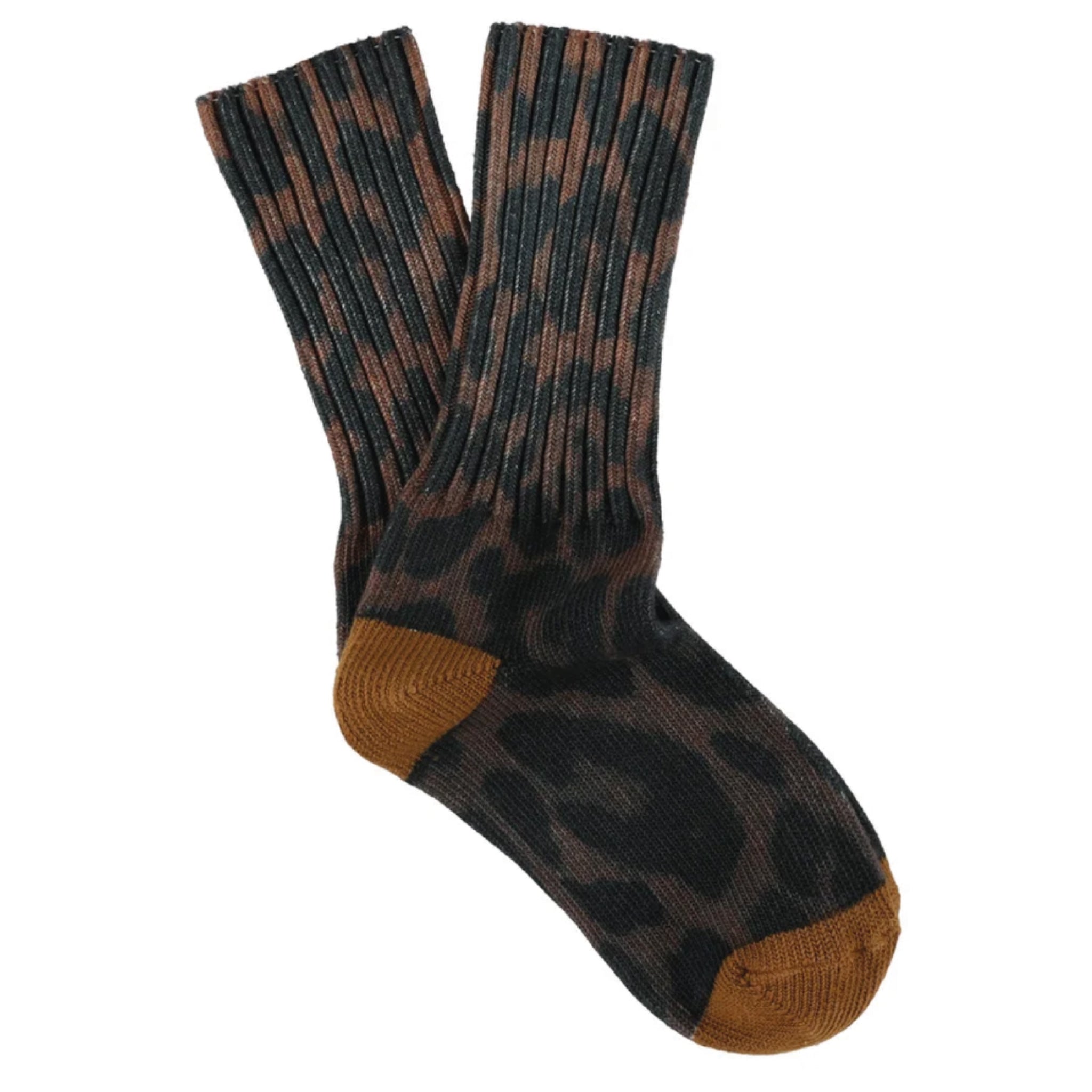 Chaussettes ESCUYER - LEOPARD CREW - BROWN