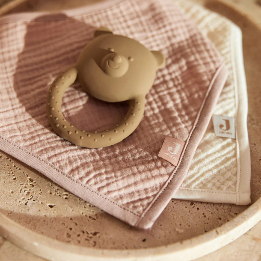 lot 2 bavoirs en silicone wild rose oatmeal