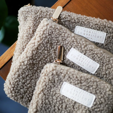 Pochette sherpa beige taille maxi