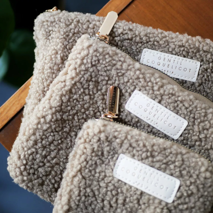 Pochette sherpa beige taille maxi