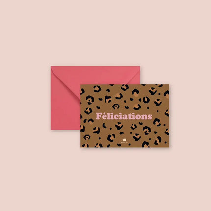 mini carte félicitations léopard